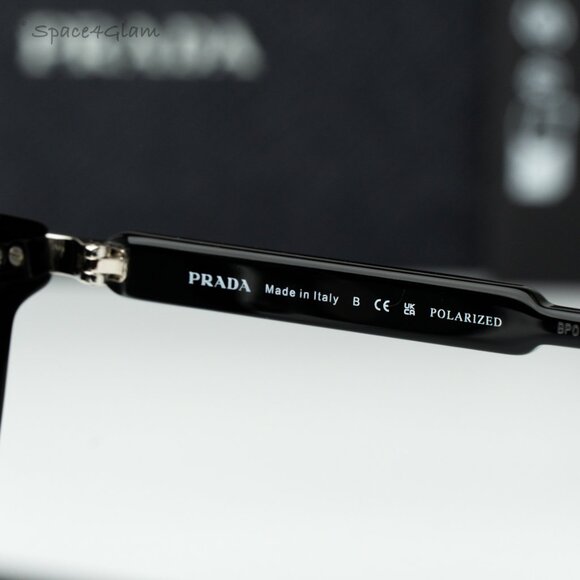 Prada Women Sunglasses Black Green Polarized Oval PR17YS 1AB03R BRAND NEW - Picture 7 of 10
